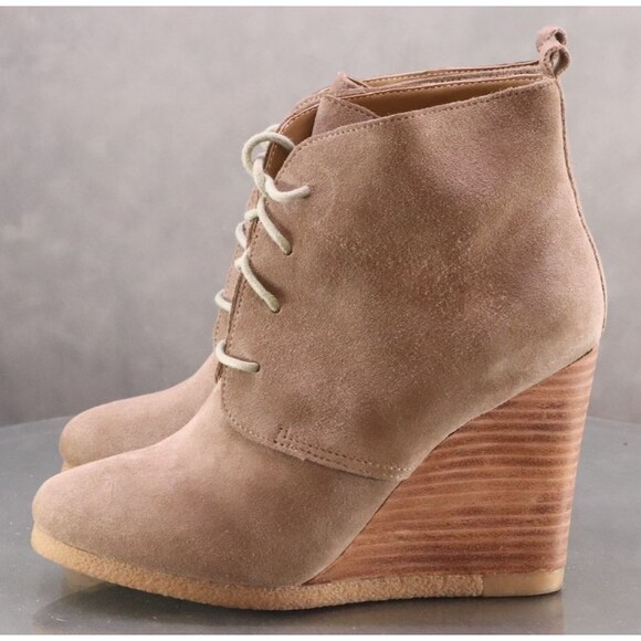 Steve Madden P-Danni Women's Wedge Booties Boots Size 7 Suede Tan - Picture 2 of 12